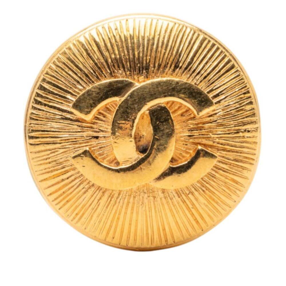 CHANEL Authentic Vintage Gold Logo Brooch